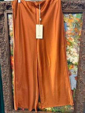 Joie Burnt Orange Satin Wide Leg Pants
